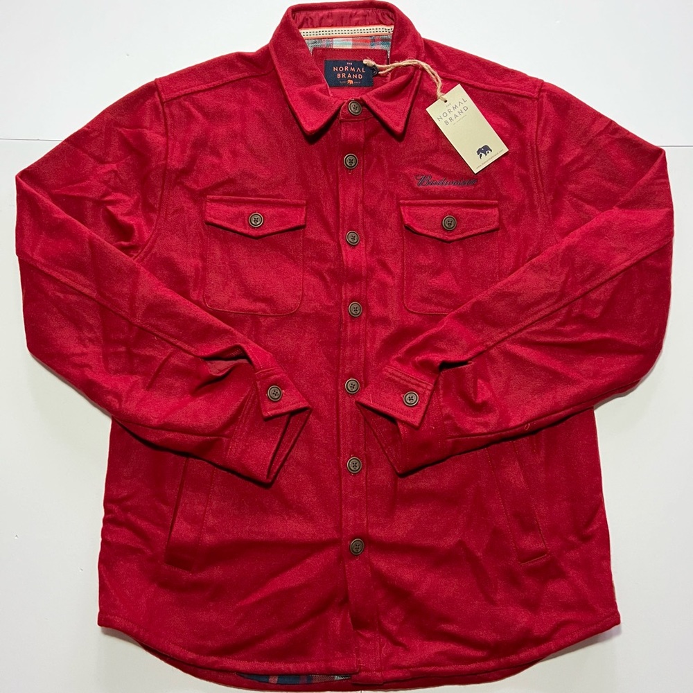 NORMAL BRAND Men's Brightside Flannel Lined Jacket Wool "Budweiser" Embroidered